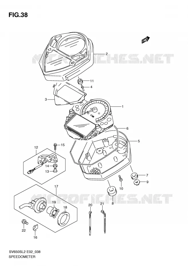 COMPTEUR (SV650SL2 E2) Suzuki MOTO 650 SV 2012  SV650SAL2(E02)