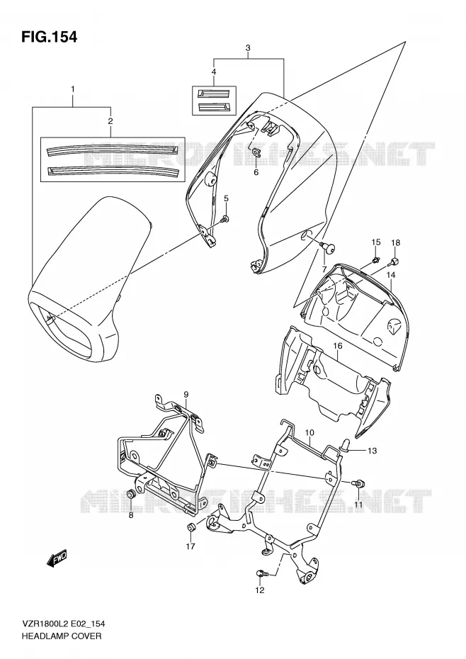 COUVERCLE DE PHARE (VZR1800ZL2 E24) Suzuki MOTO 1800 INTRUDER 2012  VZR1800L2(E02)