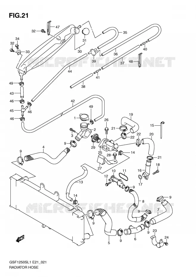 DURITE DE RADIATEUR Suzuki MOTO 1250 BANDIT 2012  GSF1250SAL1(E21)