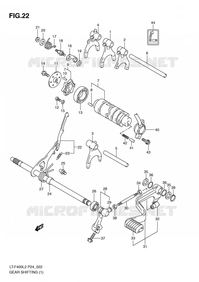 ENSEMBLE DE SELECTION DE VITESSES (1) Suzuki QUAD 400 KINGQUAD 2012  LT-F400L2(P24)