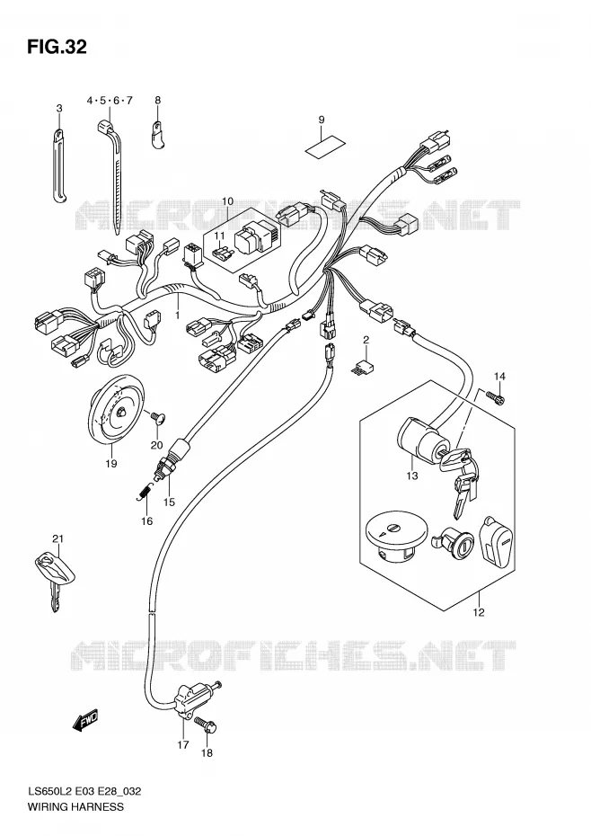 FAISCEAU ELECTRIQUE (LS650L2 E33) Suzuki MOTO 650 BOULEVARD 2012  LS650L2(E03)