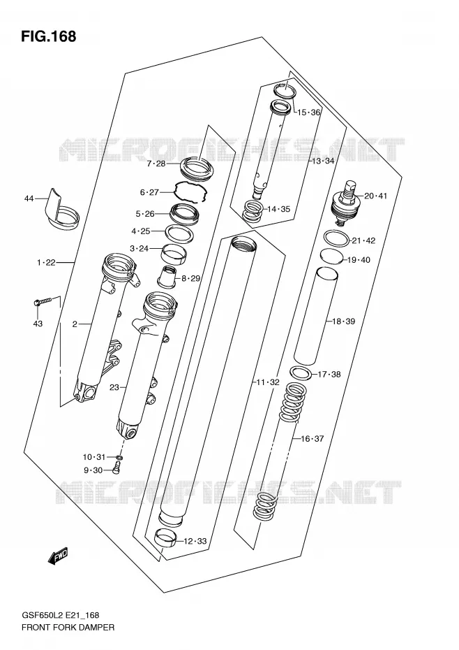 FOURCHE (GSF650L2 E21) Suzuki MOTO 650 BANDIT 2012  GSF650UL2(E21)