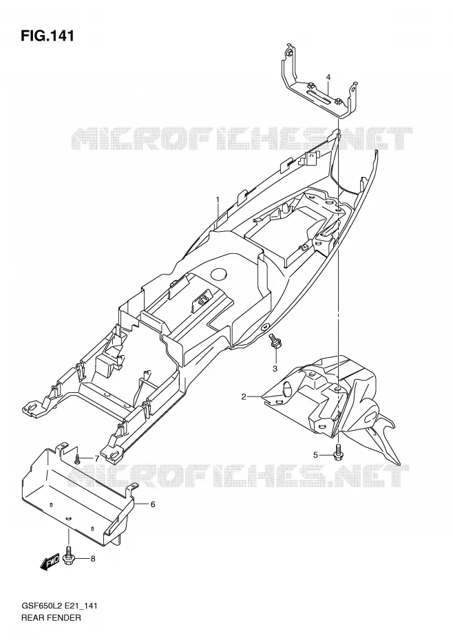 GARDE BOUE ARRIERE (GSF650SAL2 E21) Suzuki MOTO 650 BANDIT 2012  GSF650SL2(E21)