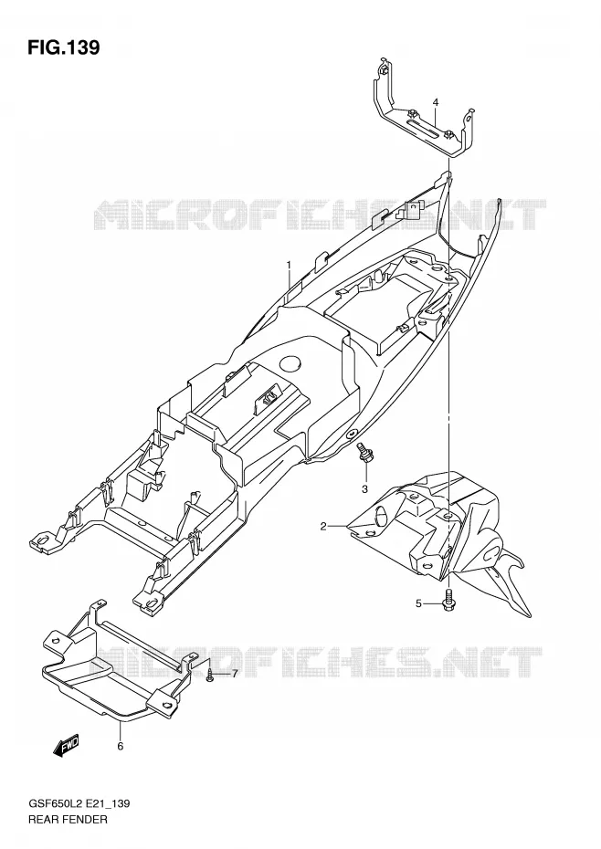 GARDE BOUE ARRIERE (GSF650SL2 E21) Suzuki MOTO 650 BANDIT 2012  GSF650SAL2(E21)