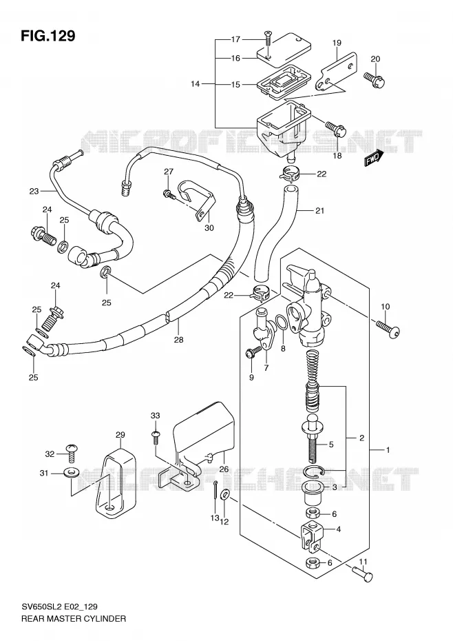 MAITRE CYLINDRE DE FREIN ARRIERE (SV650SAL2 E24) Suzuki MOTO 650 SV 2012  SV650SUL2(E02)