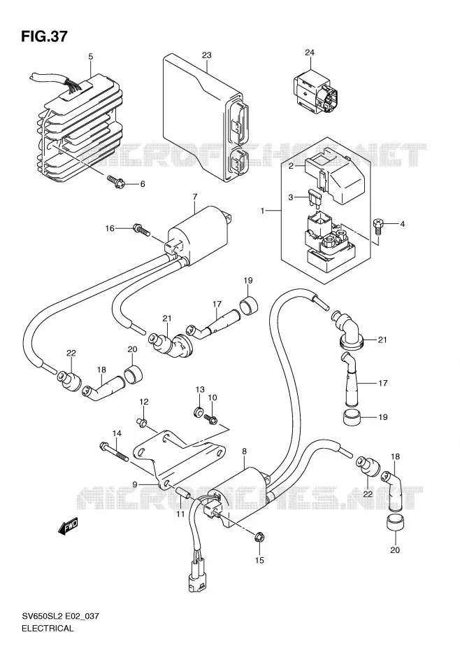 PARTIE ELECTRIQUE (SV650SAL2 E24) Suzuki MOTO 650 SV 2012  SV650SL2(E02)