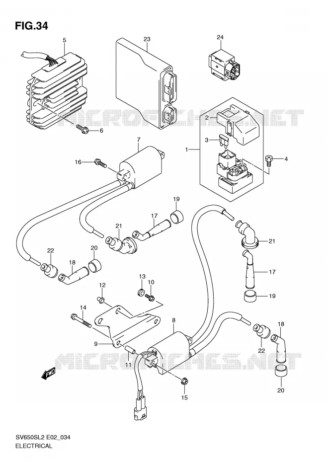 PARTIE ELECTRIQUE (SV650SL2 E2) Suzuki MOTO 650 SV 2012  SV650SUL2(E02)