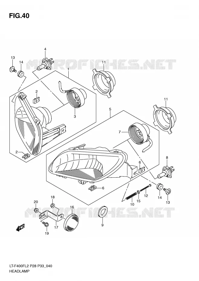 PHARE (LT-F400FZL2 P28) Suzuki QUAD 400 KINGQUAD 2012  LT-F400FZL2(P28)