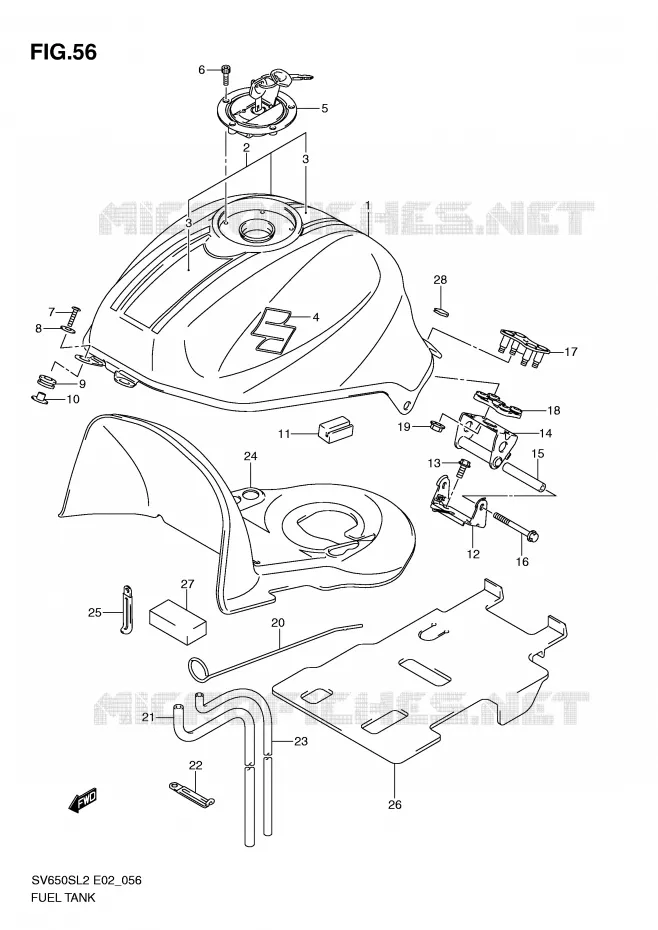 RESERVOIR D'ESSENCE (SV650SL2 E2) Suzuki MOTO 650 SV 2012  SV650SL2(E02)