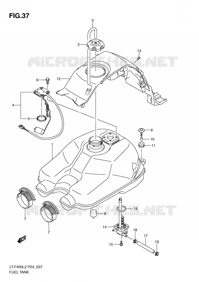 RESERVOIR D'ESSENCE Suzuki QUAD 400 KINGQUAD 2012  LT-F400L2(P24)