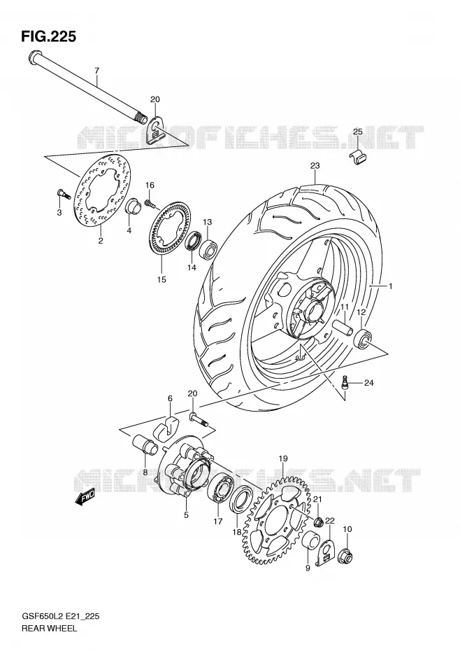 ROUE ARRIERE (GSF650AL2 E21) Suzuki MOTO 650 BANDIT 2012  GSF650SAL2(E21)