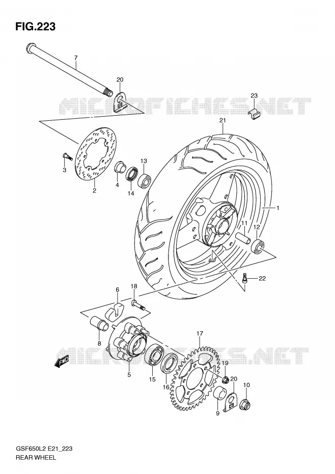 ROUE ARRIERE (GSF650L2 E21) Suzuki MOTO 650 BANDIT 2013  GSF650SAL2(E21)