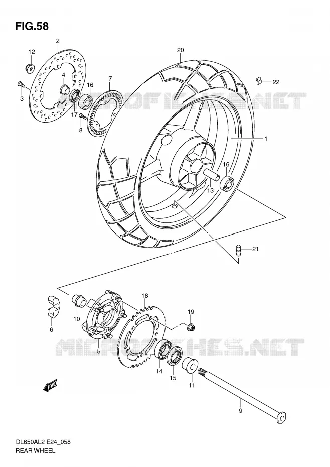 ROUE ARRIERE Suzuki MOTO 650 V-STROM 2012  DL650AL2(E24)