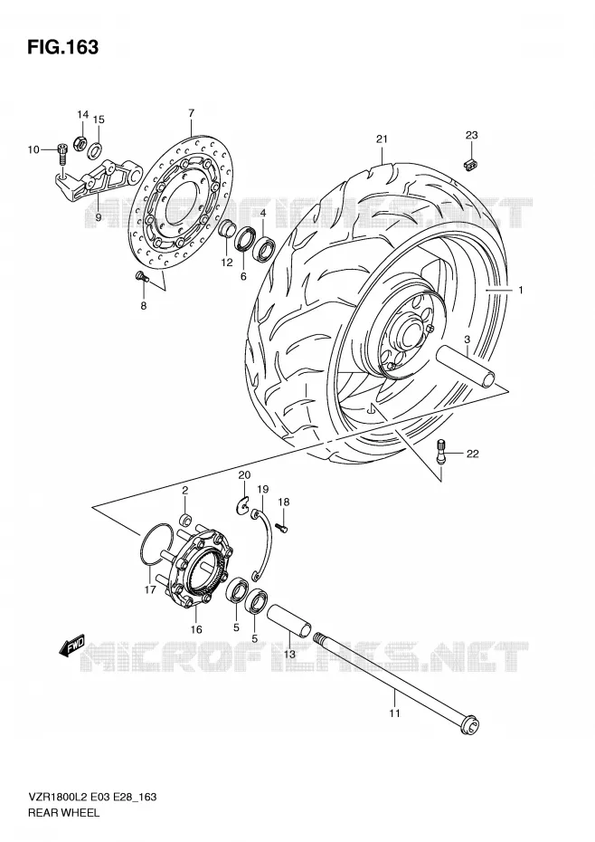 ROUE ARRIERE (VZR1800L2 E03) Suzuki MOTO 1800 INTRUDER 2012  VZR1800ZL2(E03)