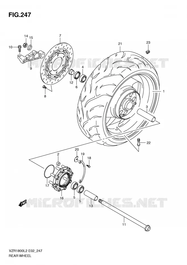 ROUE ARRIERE (VZR1800L2 E19) Suzuki MOTO 1800 INTRUDER 2012  VZR1800UFL2(E02)