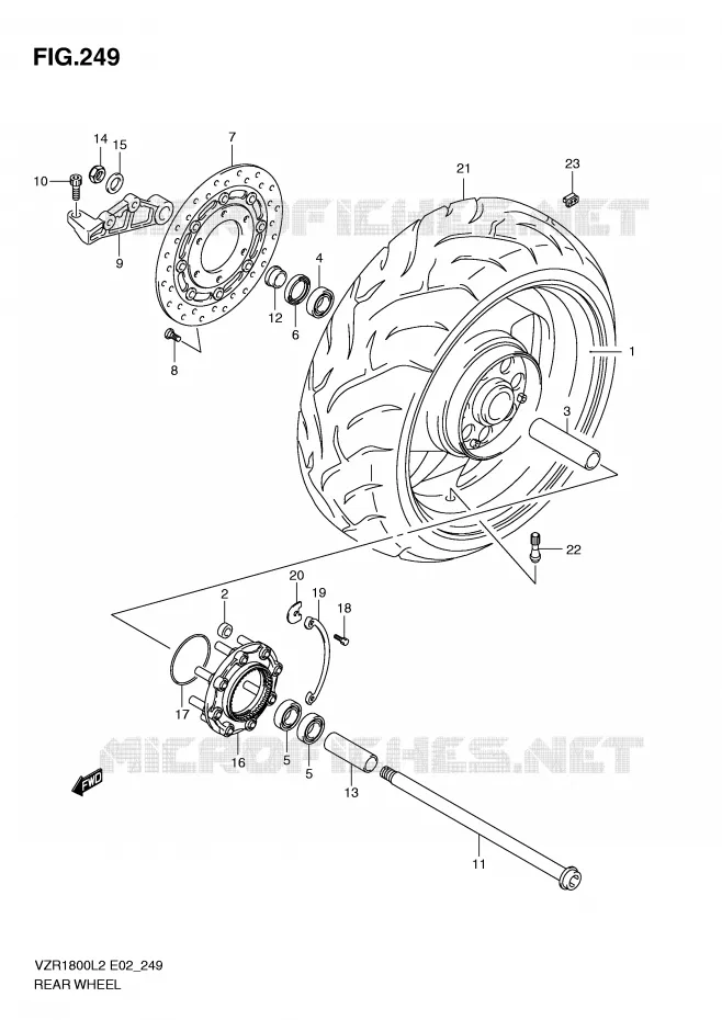 ROUE ARRIERE (VZR1800L2 E51) Suzuki MOTO 1800 INTRUDER 2012  VZR1800ZUFL2(E02)
