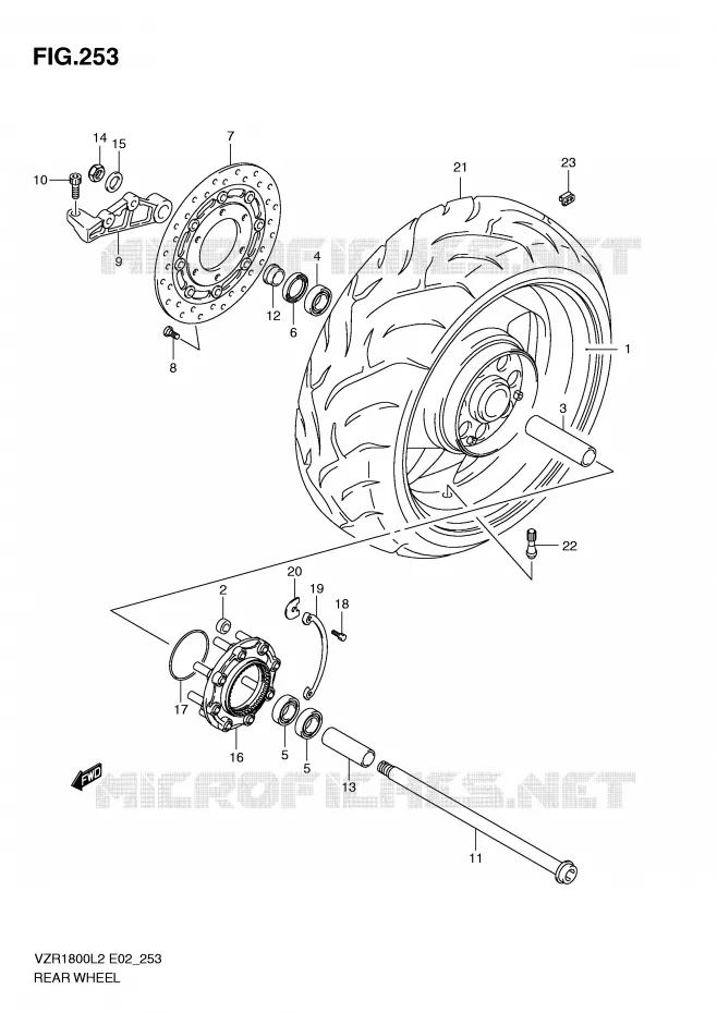 ROUE ARRIERE (VZR1800ZL2 E24) Suzuki MOTO 1800 INTRUDER 2012  VZR1800ZUFL2(E02)