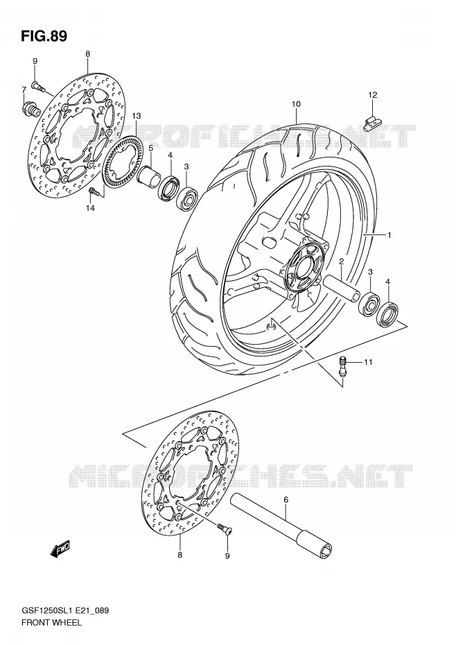 ROUE AVANT (GSF1250SAL1 E24) Suzuki MOTO 1250 BANDIT 2011  GSF1250SL1(E21)