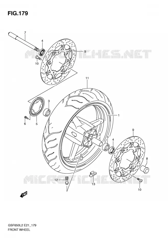 ROUE AVANT (GSF650AL2 E21) Suzuki MOTO 650 BANDIT 2012  GSF650AL2(E21)