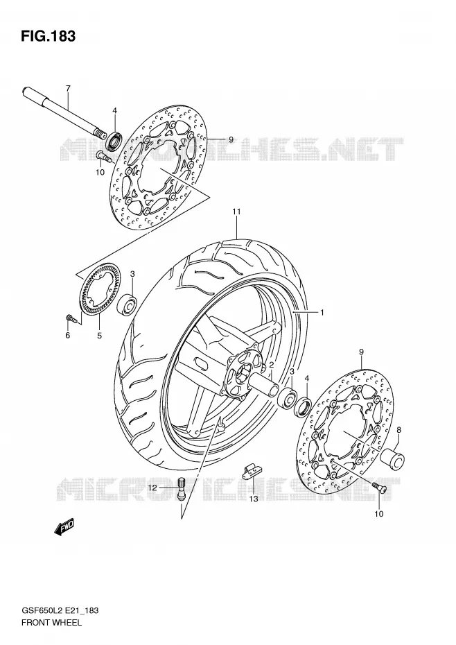 ROUE AVANT (GSF650SAL2 E21) Suzuki MOTO 650 BANDIT 2014  GSF650SAL2(E21)