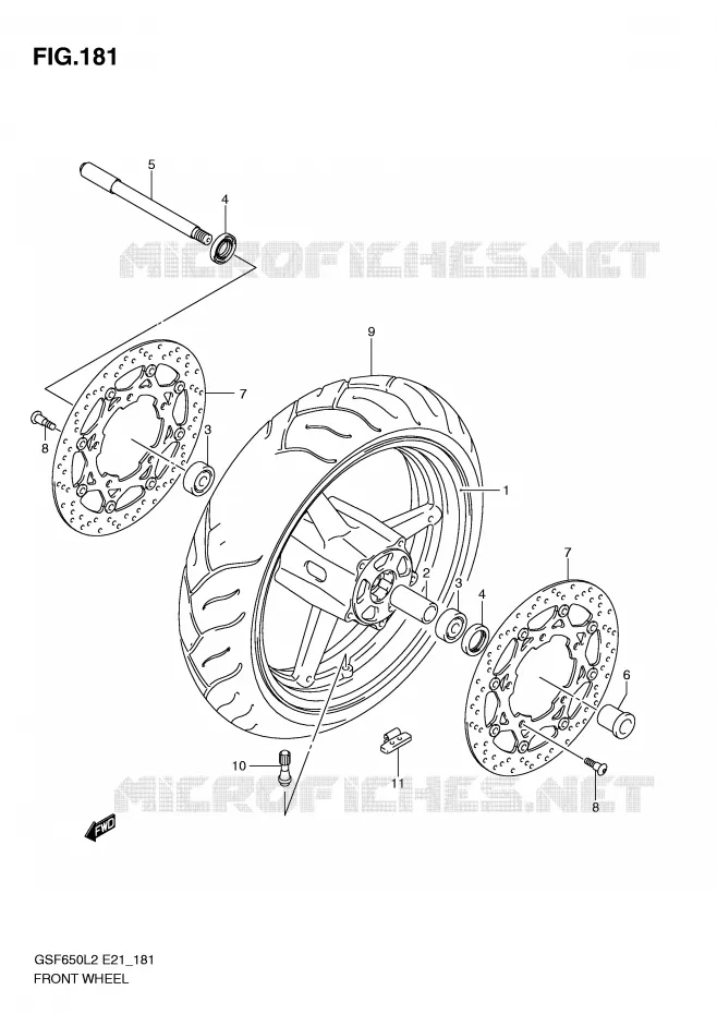 ROUE AVANT (GSF650SL2 E21) Suzuki MOTO 650 BANDIT 2012  GSF650AL2(E21)