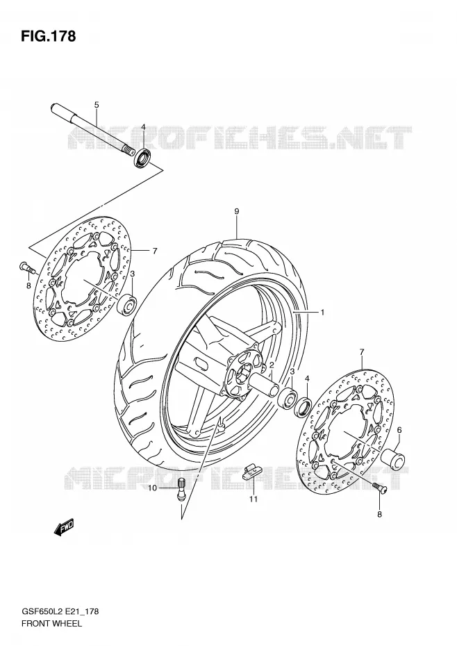 ROUE AVANT (GSF650UL2 E21) Suzuki MOTO 650 BANDIT 2012  GSF650SUAL2(E21)