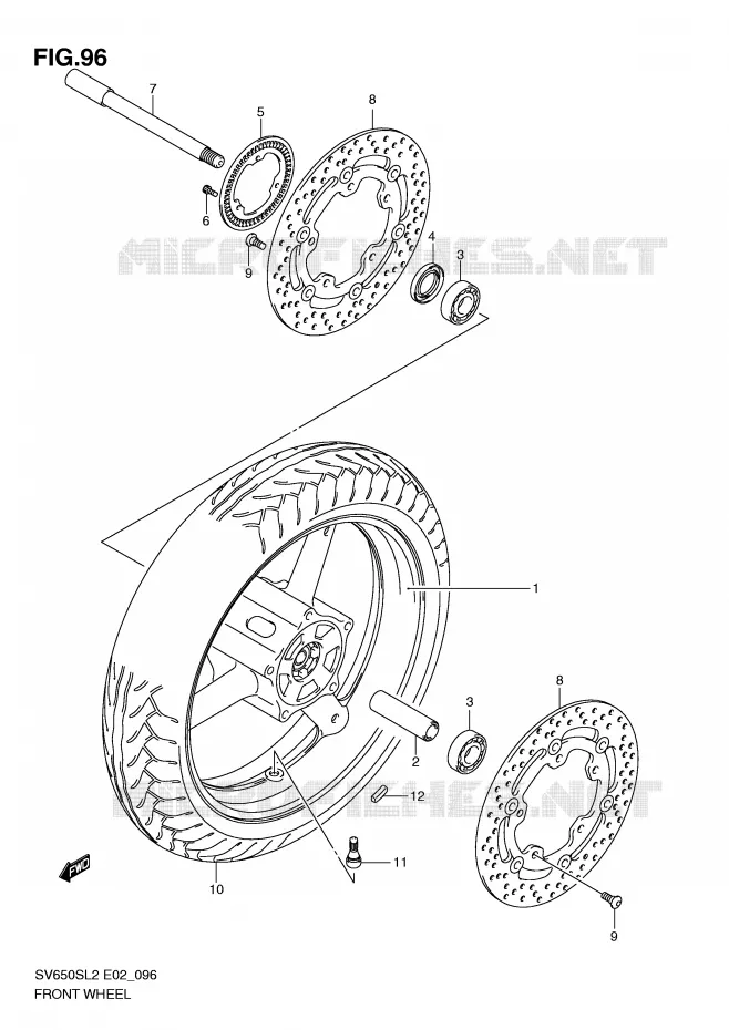 ROUE AVANT (SV650SAL2 E24) Suzuki MOTO 650 SV 2012  SV650SL2(E02)