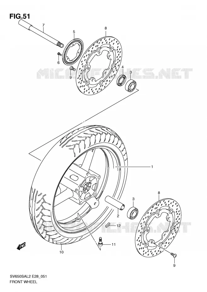 ROUE AVANT Suzuki MOTO 650 SV-S 2012  SV650SAL2(E28)