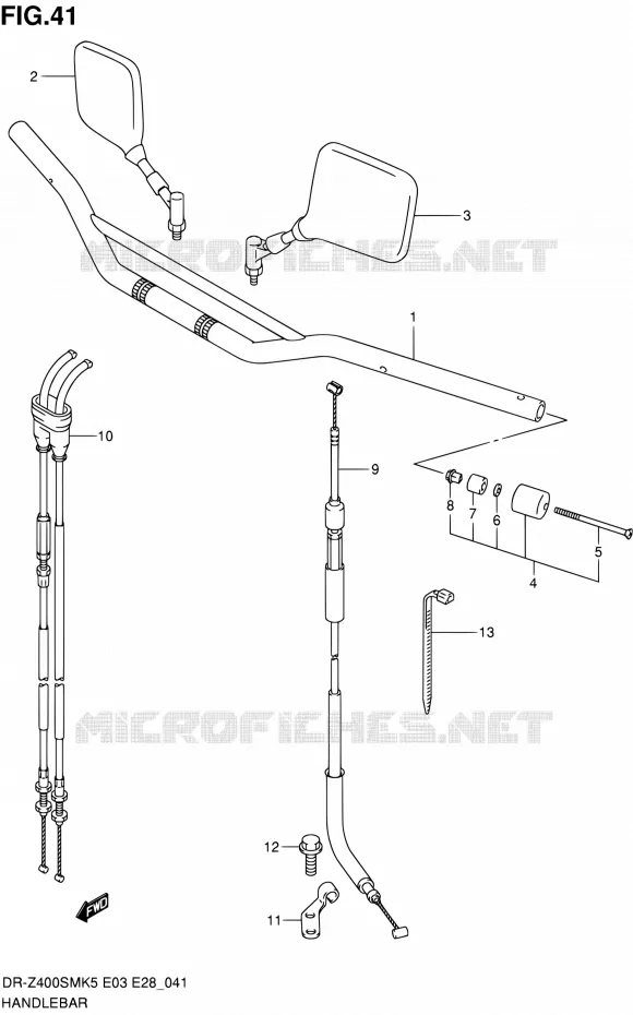 GUIDON (MODELE K5/K6) Suzuki MOTO 400 DR-Z 2006  DR-Z400SM K6 (E03,E28,E33)