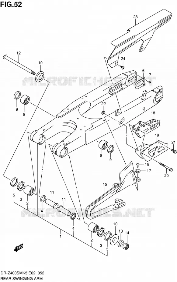 BRAS OSCILLANT ARRIERE Suzuki MOTO 400 DR-Z 2006  DR-Z400SMK6(E19)