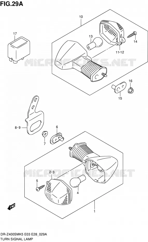 CLIGNOTANTS (MODEL K6/K7/K8/K9) Suzuki MOTO 400 DR-Z 2007  DR-Z400SM K7 (E03,E28,E33)