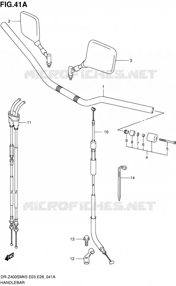 GUIDON (MODEL K7/K8/K9) Suzuki MOTO 400 DR-Z 2007  DR-Z400SM K7 (E03,E28,E33)