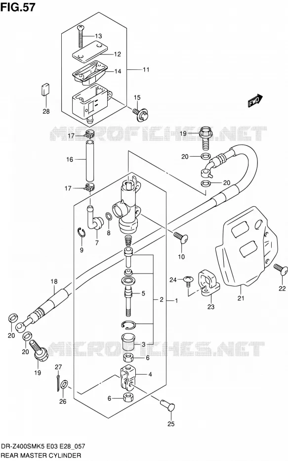 MAITRE CYLINDRE ARRIERE Suzuki MOTO 400 DR-Z 2007  DR-Z400SM K7 (E03,E28,E33)