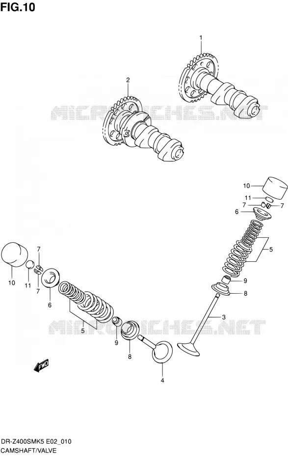ARBRE A CAMES - VALVE Suzuki MOTO 400 DR-Z 2007  DR-Z400SMK7(E19)