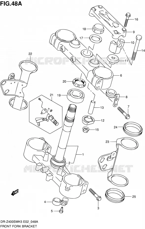 TE DE FOURCHE (MODEL K7/K8/K9) Suzuki MOTO 400 DR-Z 2007  DR-Z400SMK7(E19)