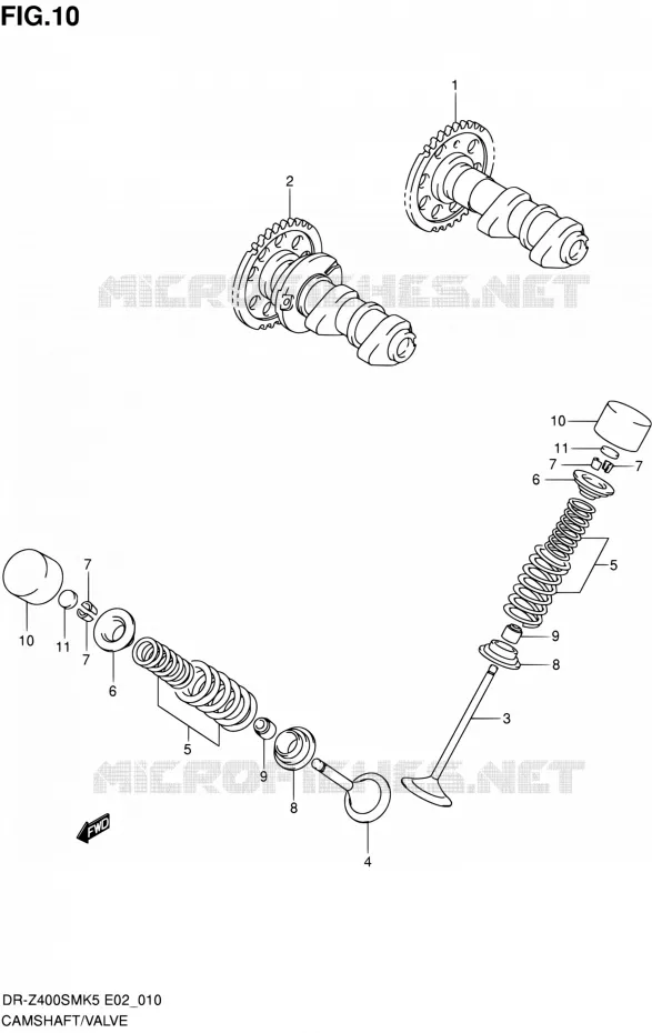 ARBRE A CAMES - VALVE Suzuki MOTO 400 DR-Z 2007  DR-Z400SMK7(E24)
