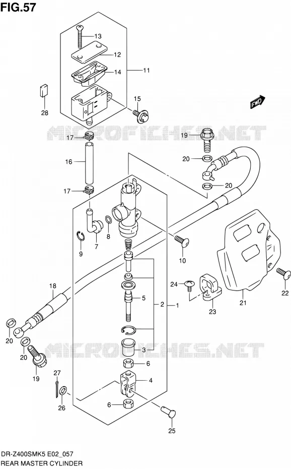 MAITRE CYLINDRE ARRIERE Suzuki MOTO 400 DR-Z 2008  DR-Z400SMK8(E19)