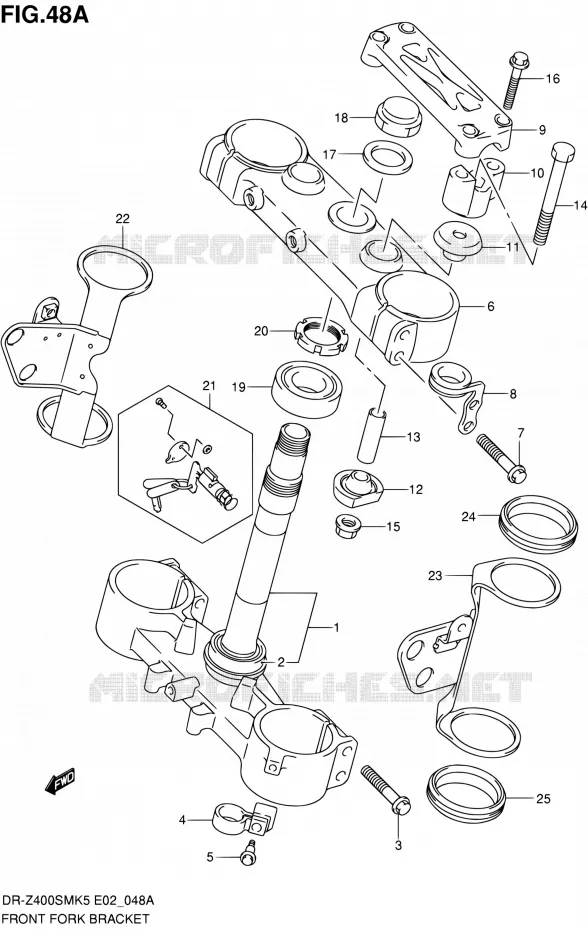 TE DE FOURCHE (MODEL K7/K8/K9) Suzuki MOTO 400 DR-Z 2008  DR-Z400SMK8(E19)