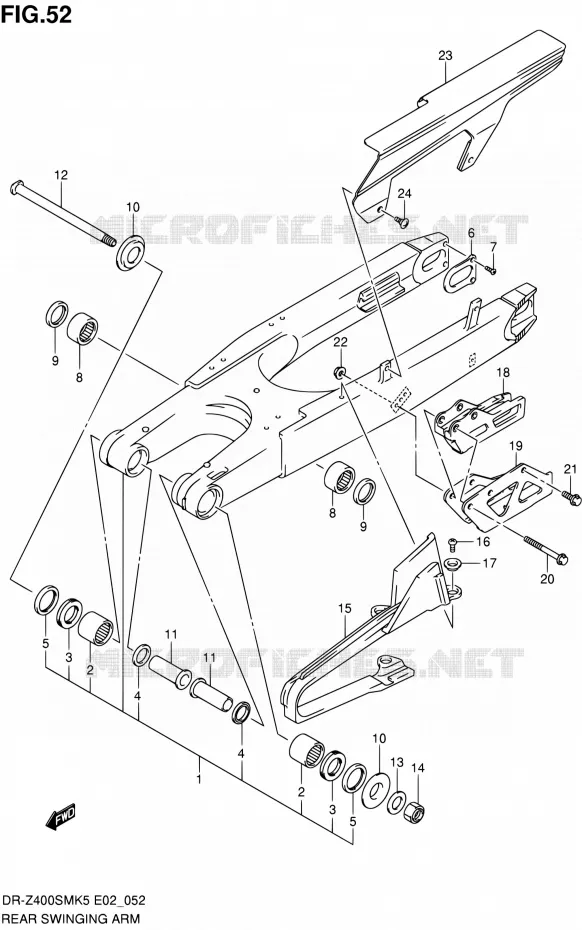 BRAS OSCILLANT ARRIERE Suzuki MOTO 400 DR-Z 2008  DR-Z400SMK8(E24)