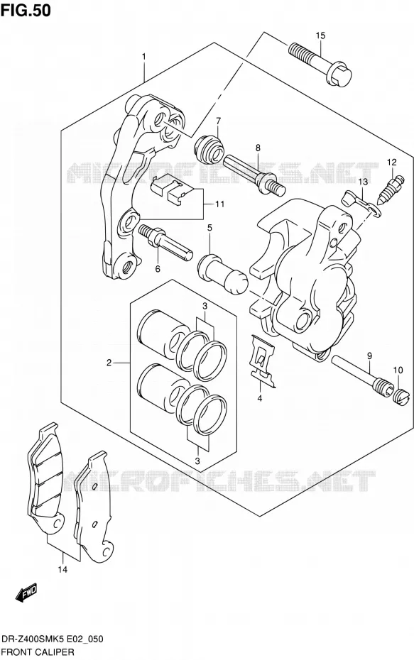 ETRIER DE FREIN AVANT Suzuki MOTO 400 DR-Z 2008  DR-Z400SMK8(E24)