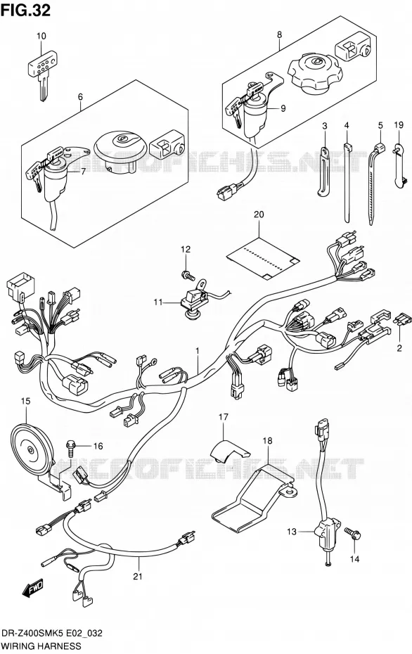 FAISCEAU ELECTRIQUE Suzuki MOTO 400 DR-Z 2008  DR-Z400SMK8(E24)