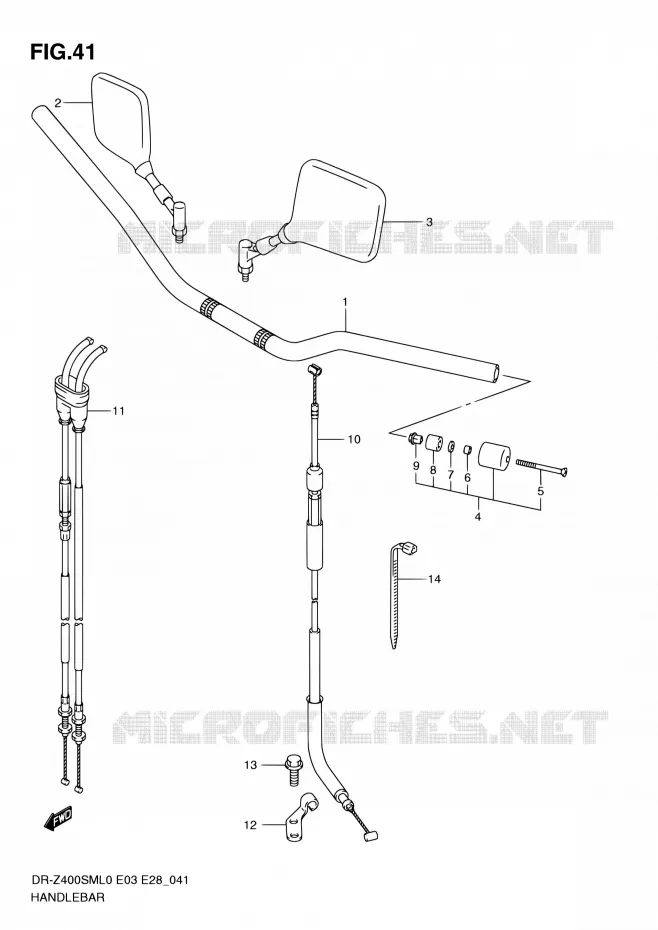 GUIDON Suzuki MOTO 400 DR-ZSM 2010  DR-Z400SM L0 (E03,E28,E33)