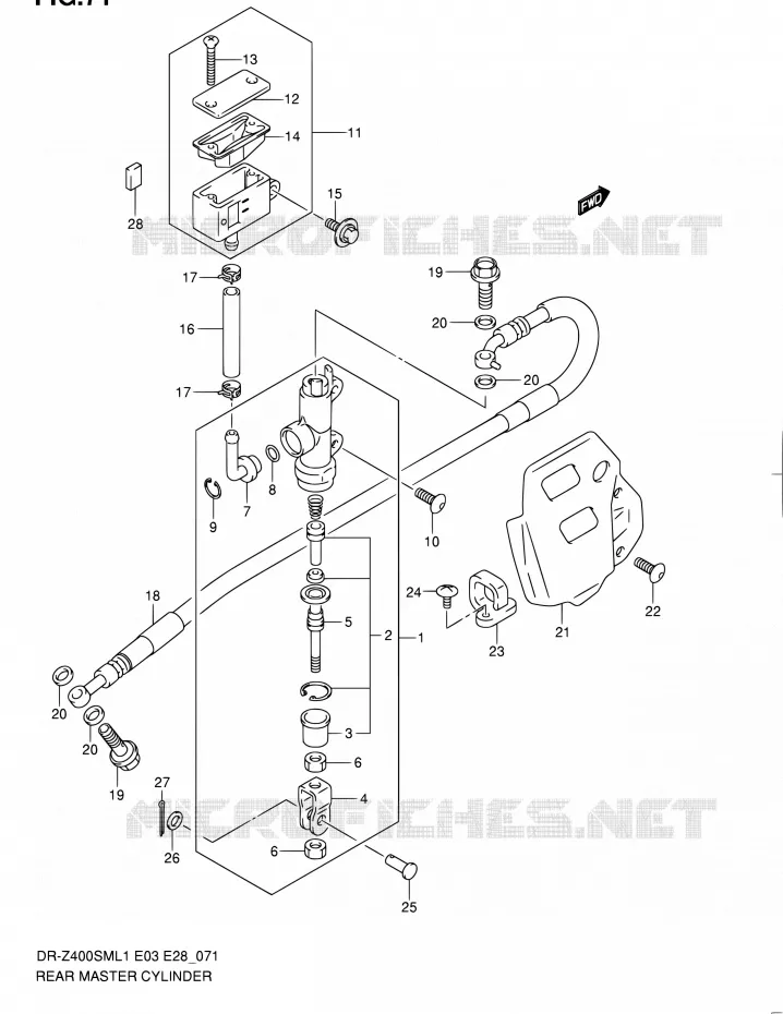 MAITRE CYLINDRE ARRIERE Suzuki MOTO 400 DR-Z 2011  DR-Z400SM L1 (E03,E28,E33)