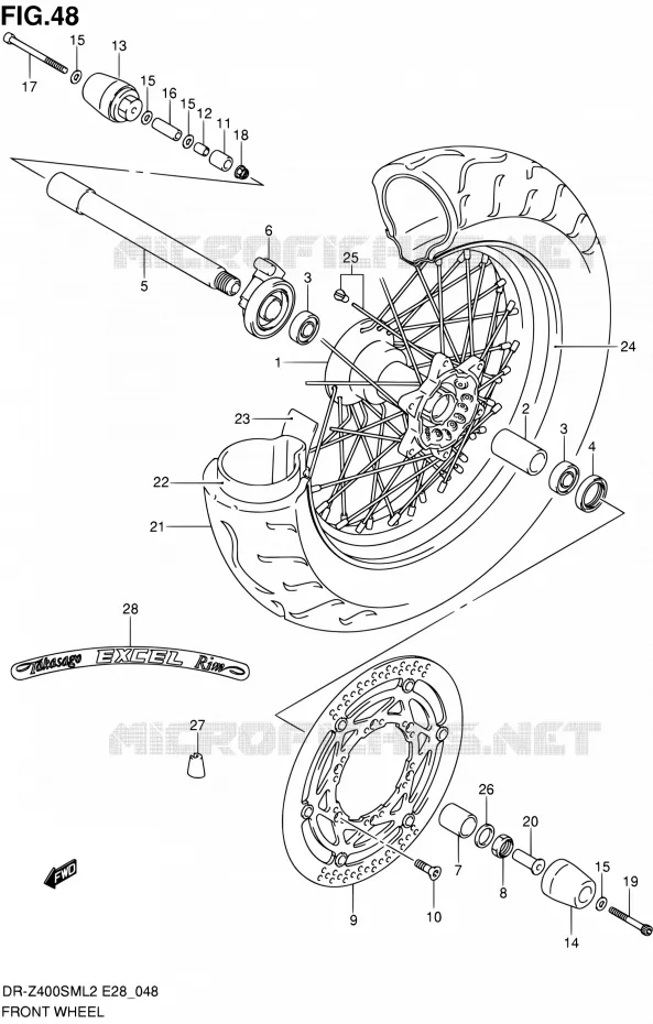 ROUE AVANT Suzuki MOTO 400 DR-Z 2012  DR-Z400SM L2 (E03,E28,E33)