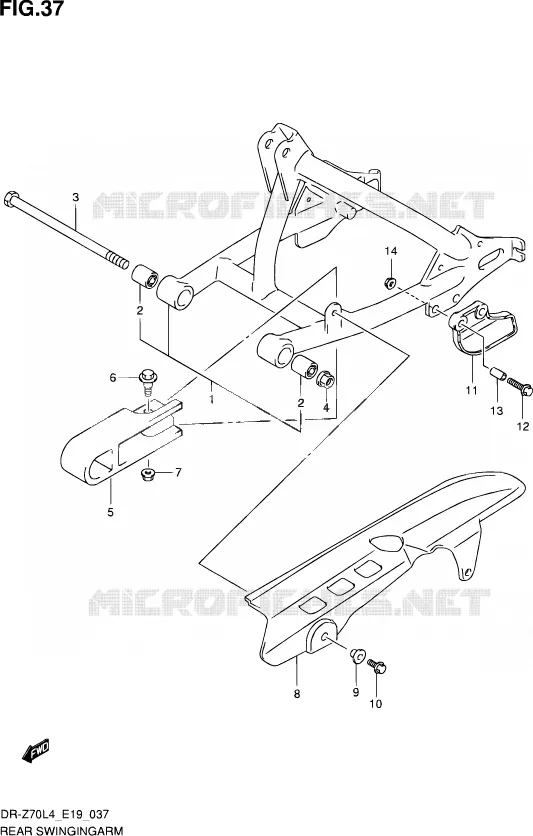 BRAS OSCILLANT ARRIERE Suzuki MOTO 70 DR-Z 2014  DR-Z70 L4 (E19)