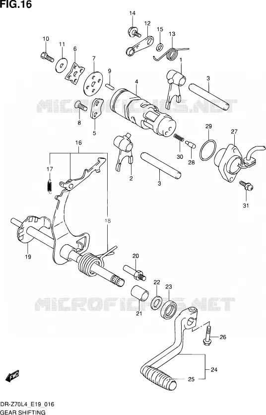 ENSEMBLE SELECTEUR DE VITESSES Suzuki MOTO 70 DR-Z 2014  DR-Z70 L4 (E19)