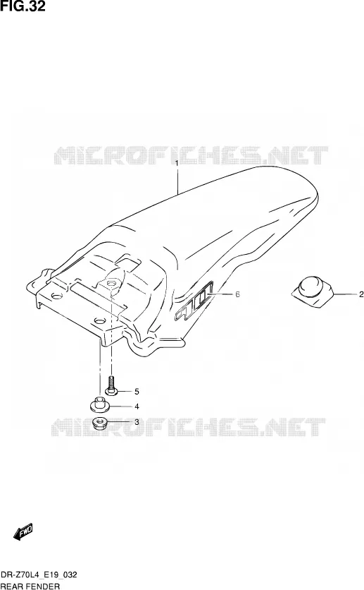 GARDE BOUE ARRIERE Suzuki MOTO 70 DR-Z 2014  DR-Z70 L4 (E19)