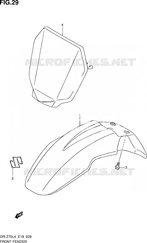 GARDE BOUE AVANT Suzuki MOTO 70 DR-Z 2014  DR-Z70 L4 (E19)
