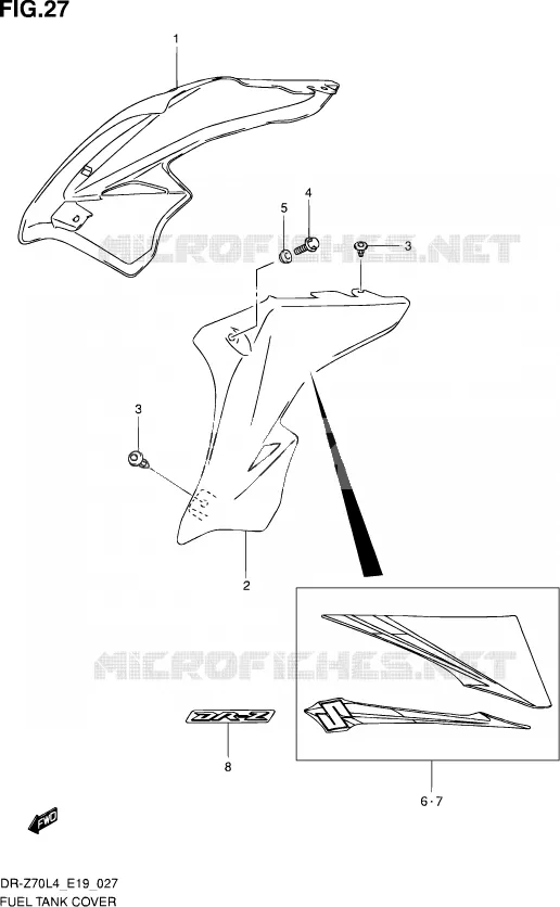 RESERVOIR D'ESSENCE - COUVERCLES Suzuki MOTO 70 DR-Z 2015  DR-Z70 L4 (E19)