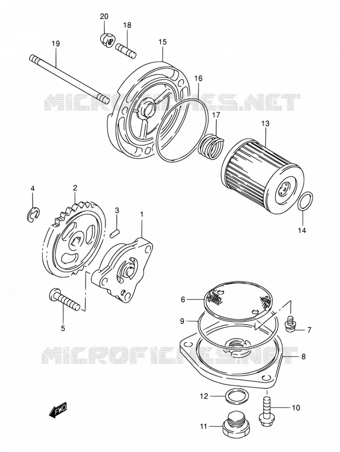 POMPE A HUILE Suzuki MOTO 200 DR 2001  DR200SE K1 (E03,E28,E33)